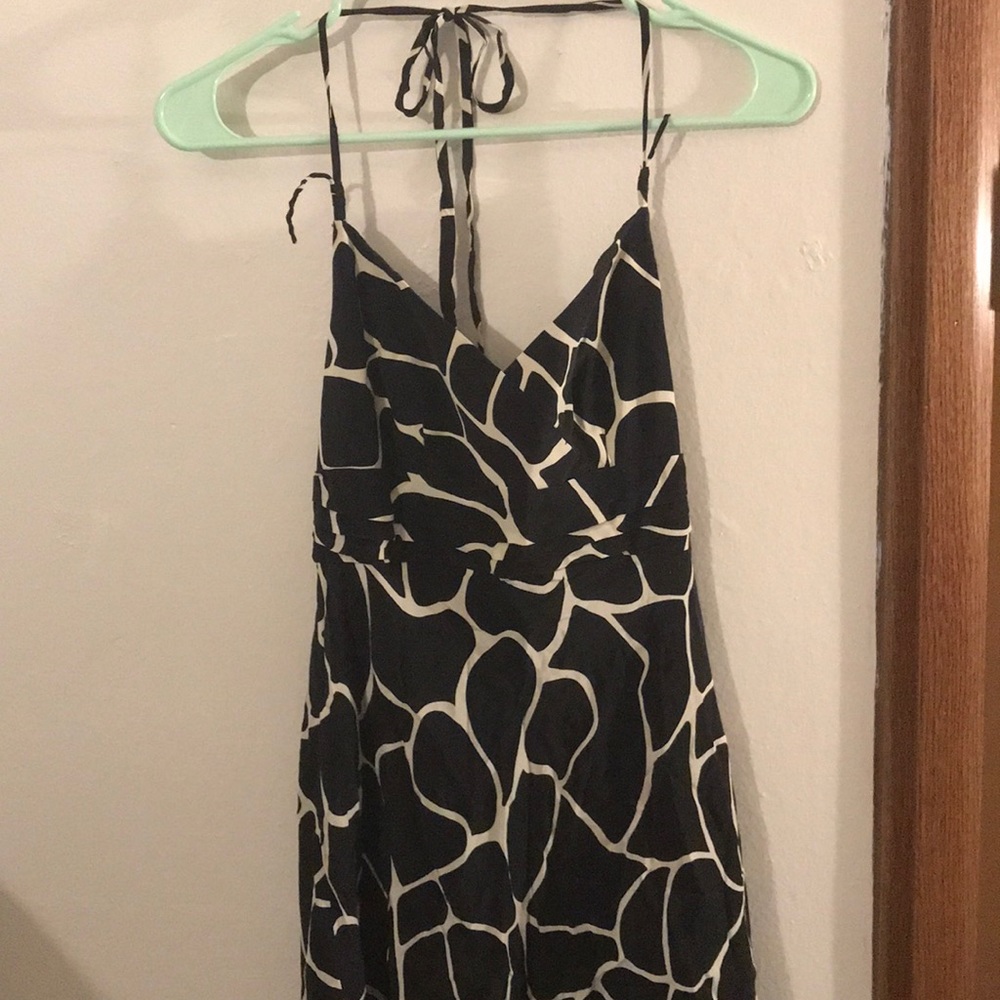 Ann Taylor | Silk Black White Halter Dress